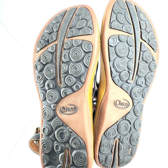 Chaco Women’s 8W Brown Black Leather Woven Strap Adjustable Sandals - Picture 6 of 10